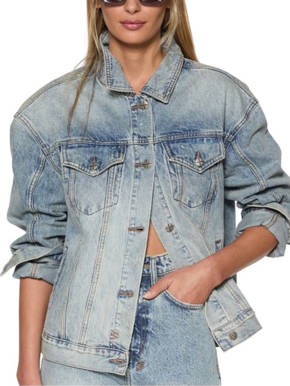 Ksubi Oversized Jacket Karma Distressed Blue Denim